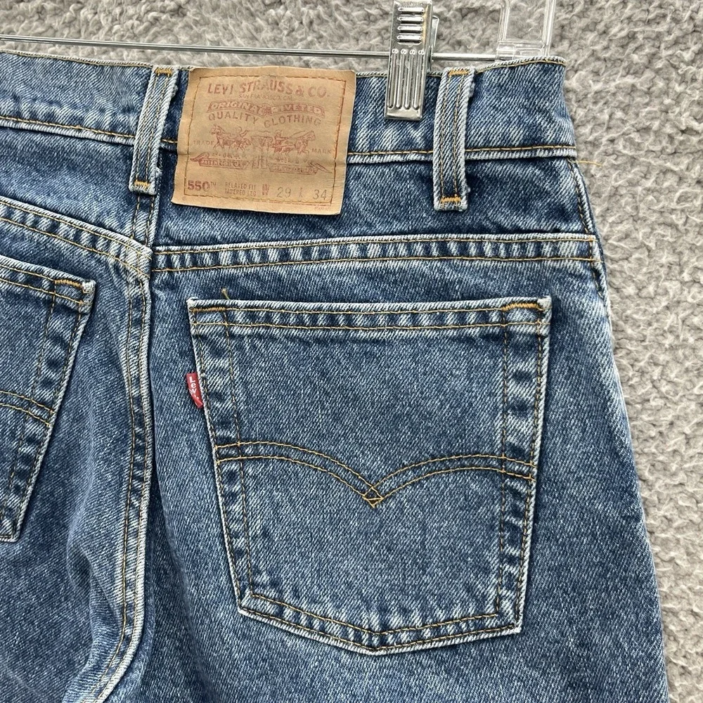 VTG 90s Levis 550 Jeans Mens Measures 28X33 Blue Relaxed Taper‎ USA Denim
